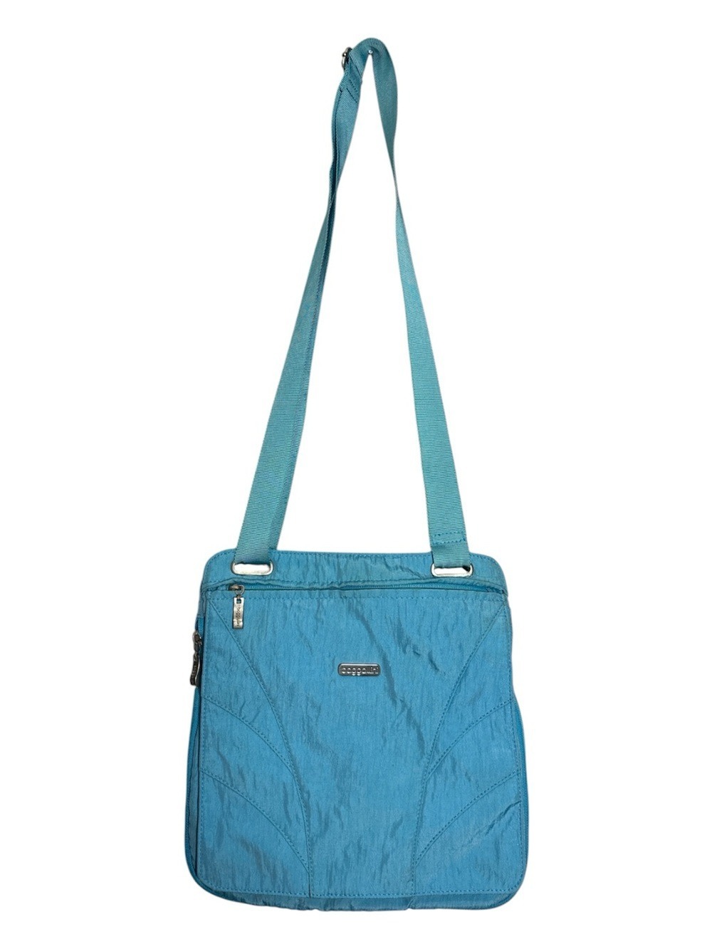 Baggallini Turquoise Blue Slim Square Crossbody Bag Canvas
